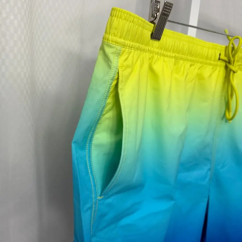 Psycho Bunny Swim Trunks Mens 3XL XXXL Malta Ombre Hydrochromic Lined Blue